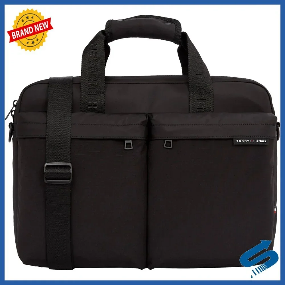 Men's Laptop Briefcase with Crossbody Strap, Lightweight Work Bag